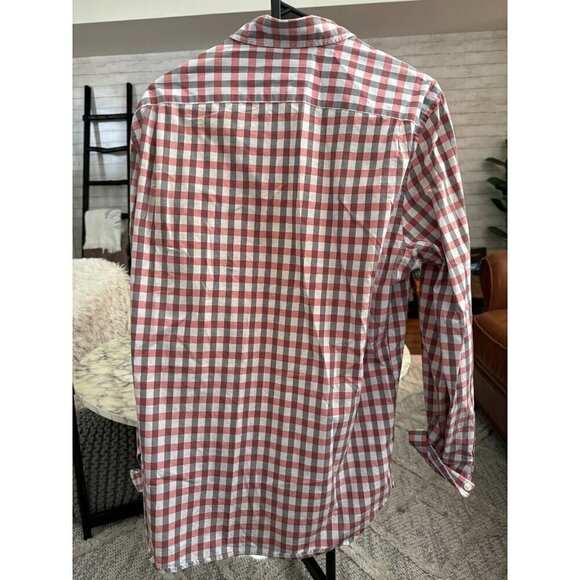 GAP Lived-In Men's Pink & Gray Buffalo Check Plaid Button-Up Shirt Size L - Picture 2 of 5